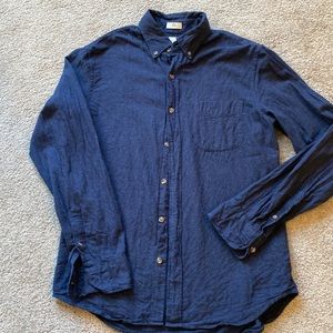 JCrew Mens slim fit brushed twill dark denim button down shirt .size M